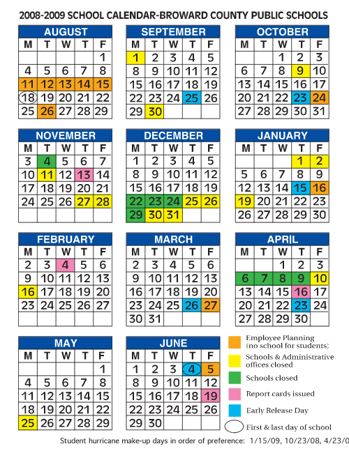 Broward County school calendar